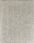 9' X 13' Tan and Ivory Wool Hand Knotted Area Rug on a white background