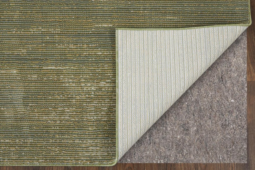 9' X 13' Tan and Green Power Loom Area Rug close-up detail