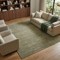 9' X 13' Tan and Green Power Loom Area Rug