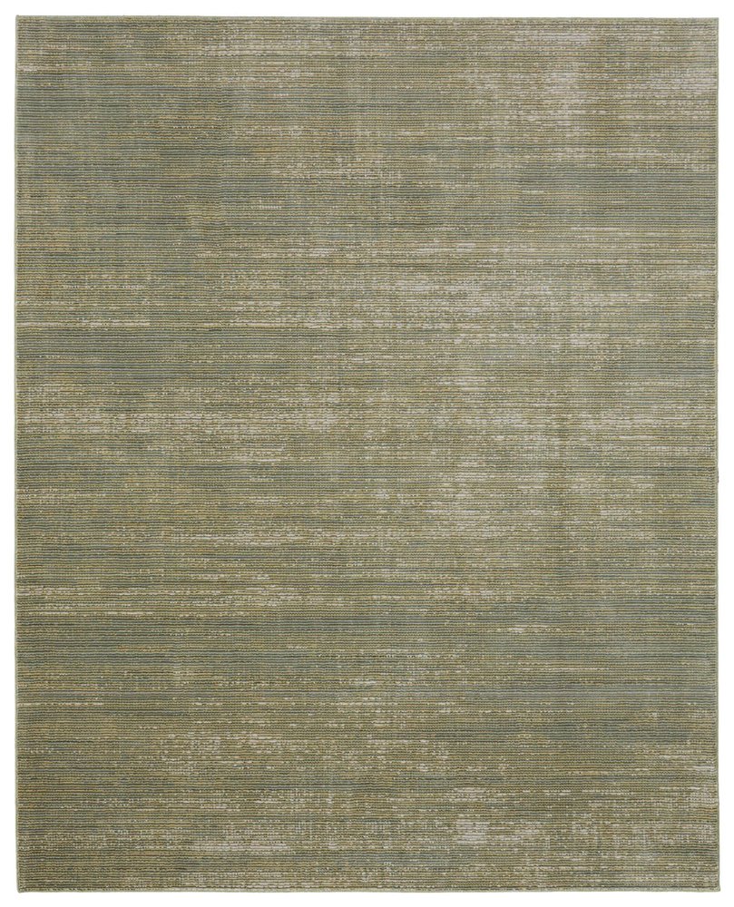 9' X 13' Tan and Green Power Loom Area Rug close-up detail