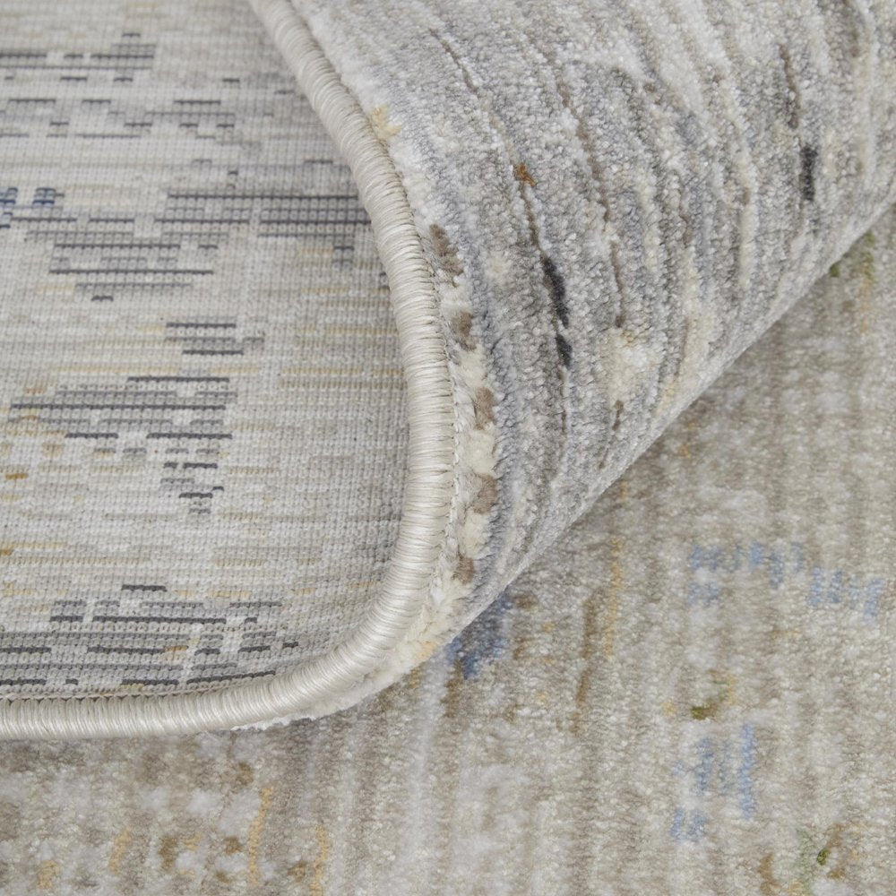 9' X 13' Red Blue and Ivory Abstract Power Loom Area Rug