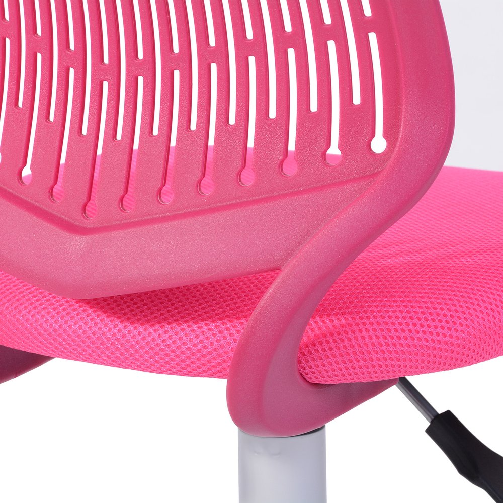 Pink and White Adjustable Height Swivel Rolling Office Chair