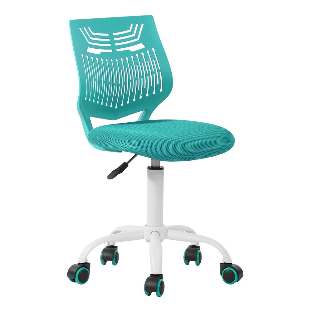 Pink and White Adjustable Height Swivel Rolling Office Chair on a white background