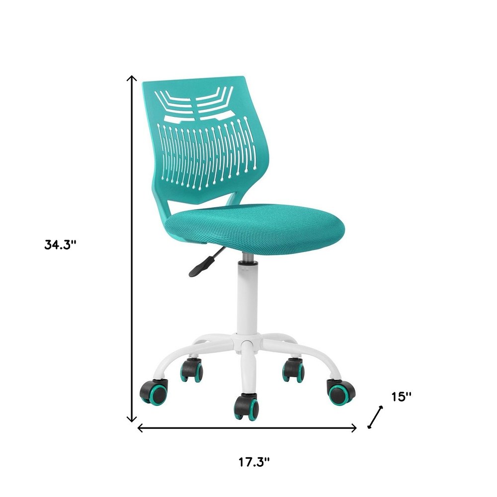 Pink and White Adjustable Height Swivel Rolling Office Chair on a white background