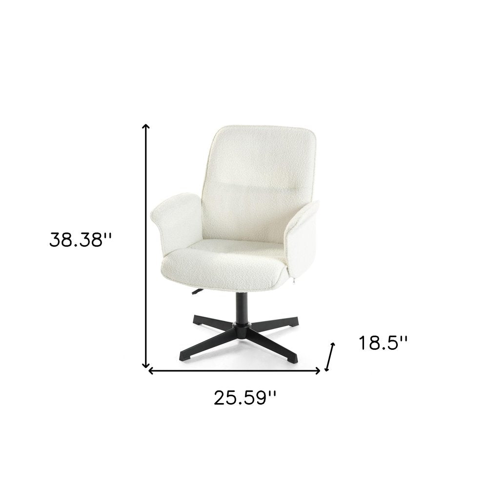 Off White and Black Boucle Adjustable Height Swivel Executive Office Chair on a white background