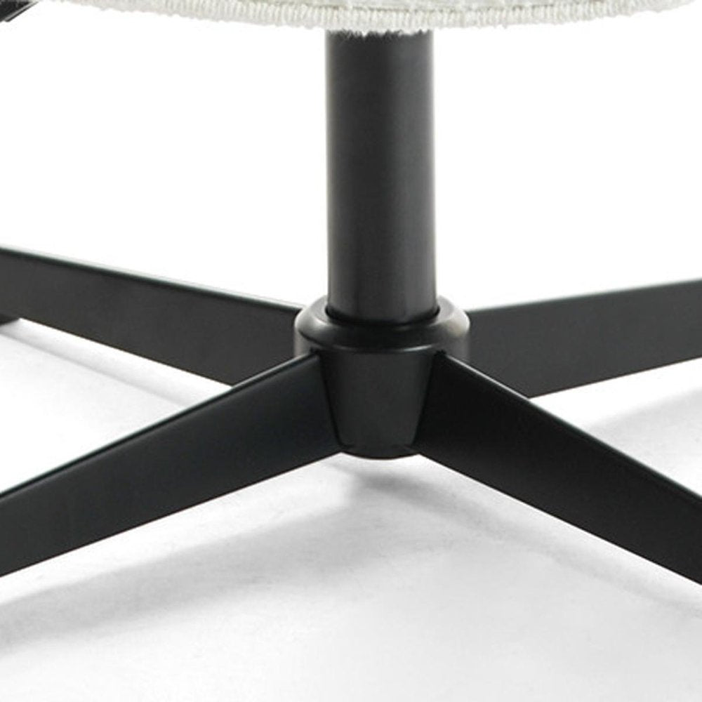 Off White and Black Boucle Adjustable Height Swivel Executive Office Chair on a white background