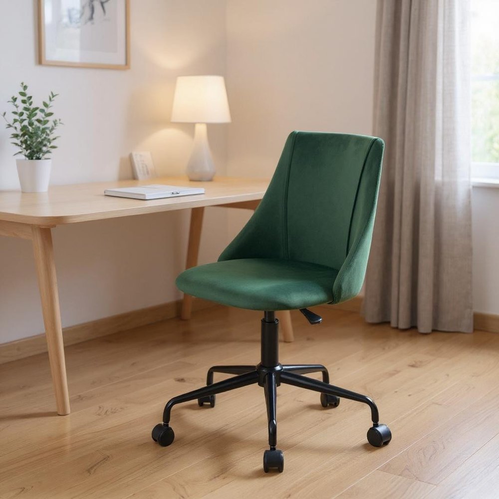 Green and Black Adjustable Height Swivel Rolling Office Chair - 37.20" H x 23.20" W x 16.70" D in a home interior