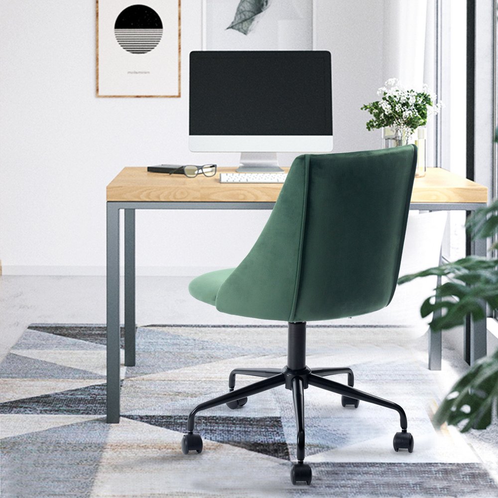 Green and Black Adjustable Height Swivel Rolling Office Chair - 37.20" H x 23.20" W x 16.70" D on a white background