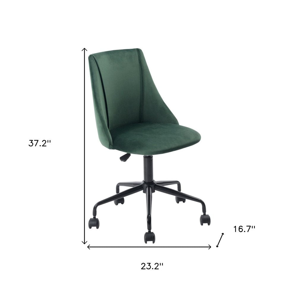 Green and Black Adjustable Height Swivel Rolling Office Chair - 37.20" H x 23.20" W x 16.70" D on a white background