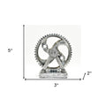 5" Pewter Resin Tabletop Sculpture. Sculpture isolated on a plain white background, finished in gray resin.
