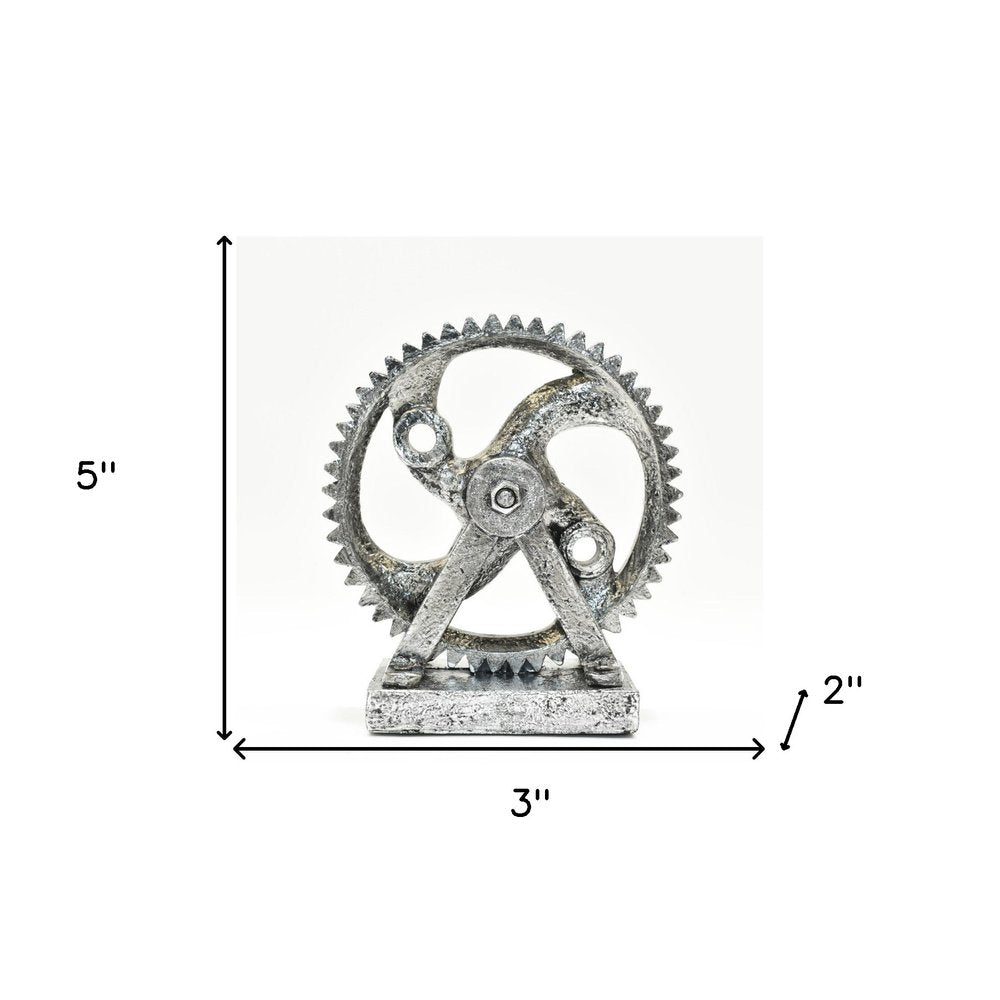 5" Pewter Resin Tabletop Sculpture. Sculpture isolated on a plain white background, finished in gray resin.