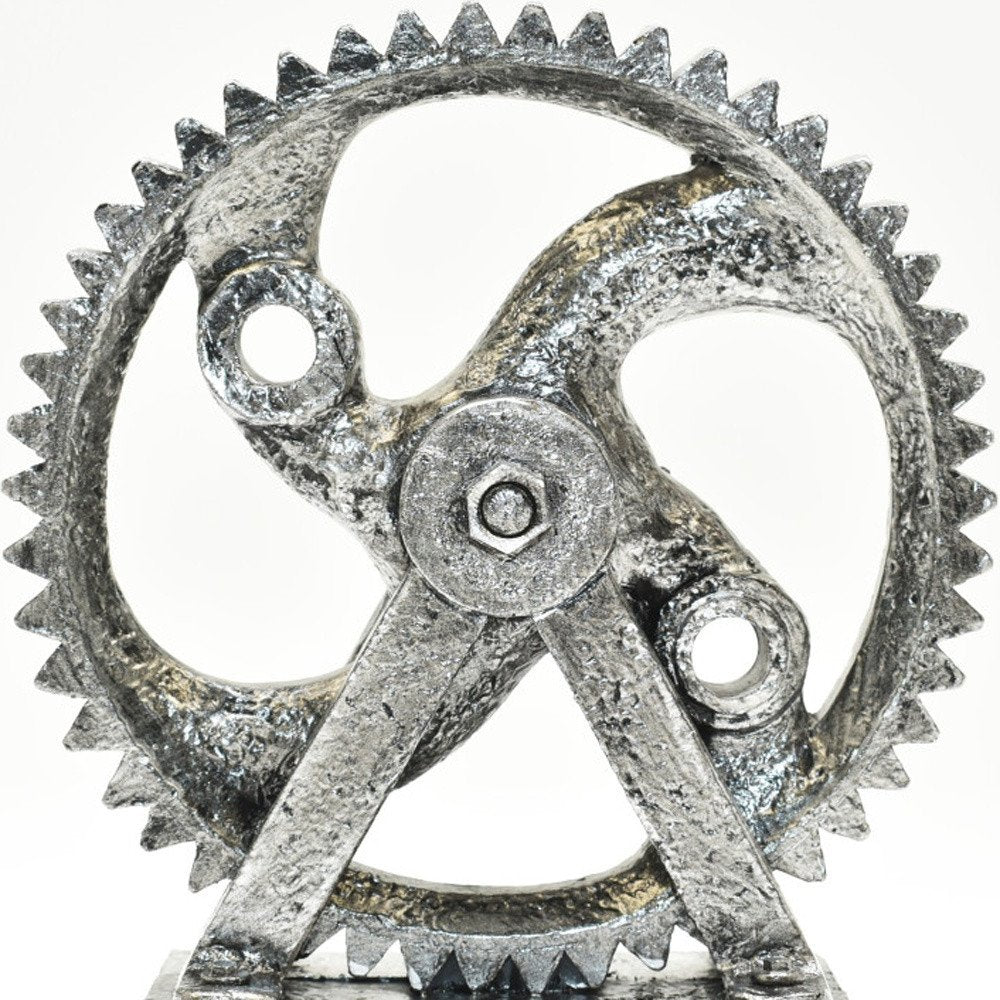 5" Pewter Resin Tabletop Sculpture. Sculpture isolated on a plain white background, in a gray resin finish.
