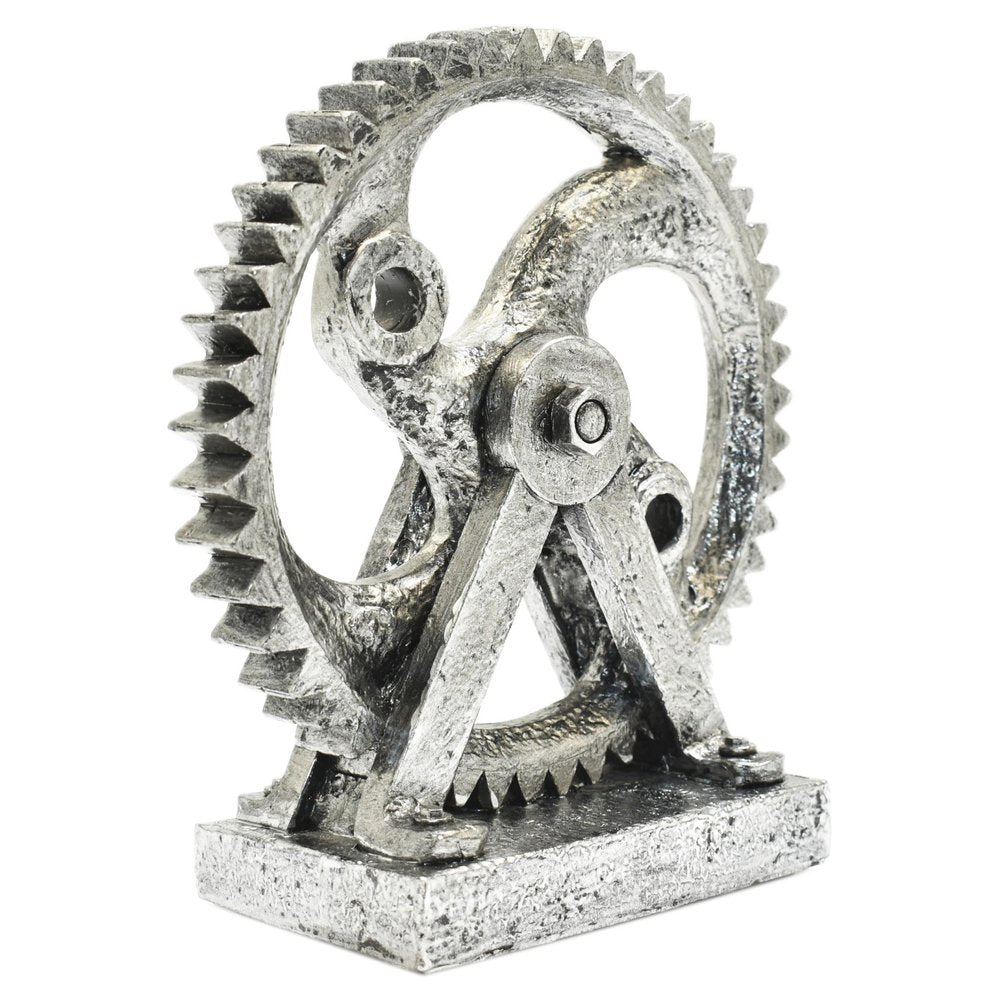 5" Pewter Resin Tabletop Sculpture. Sculpture isolated on a plain white background, in a light gray resin finish.
