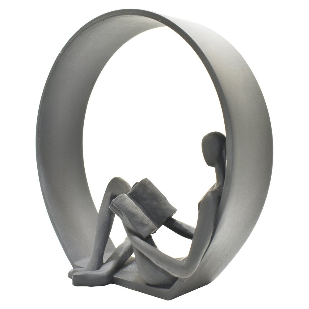 7" Black Resin Man Tabletop Sculpture on a white background