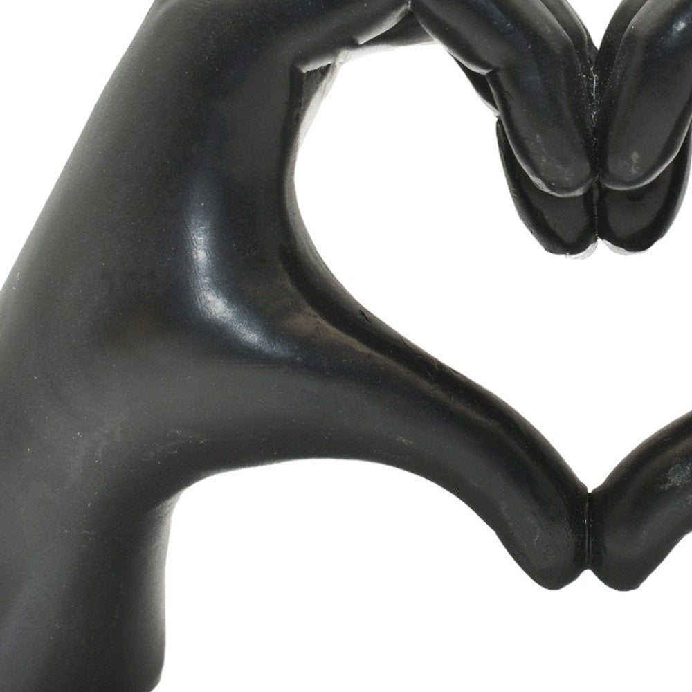 4" Black Resin Heart Hands Tabletop Sculpture