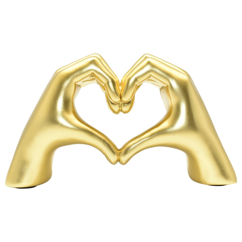 4" Gold Resin Heart Hands Tabletop Sculpture