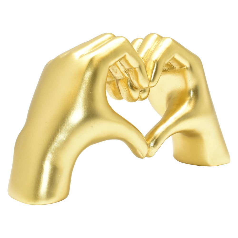 4" Gold Resin Heart Hands Tabletop Sculpture