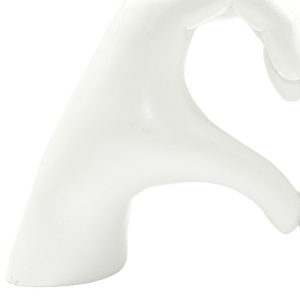 4" White Resin Heart Hands Tabletop Sculpture