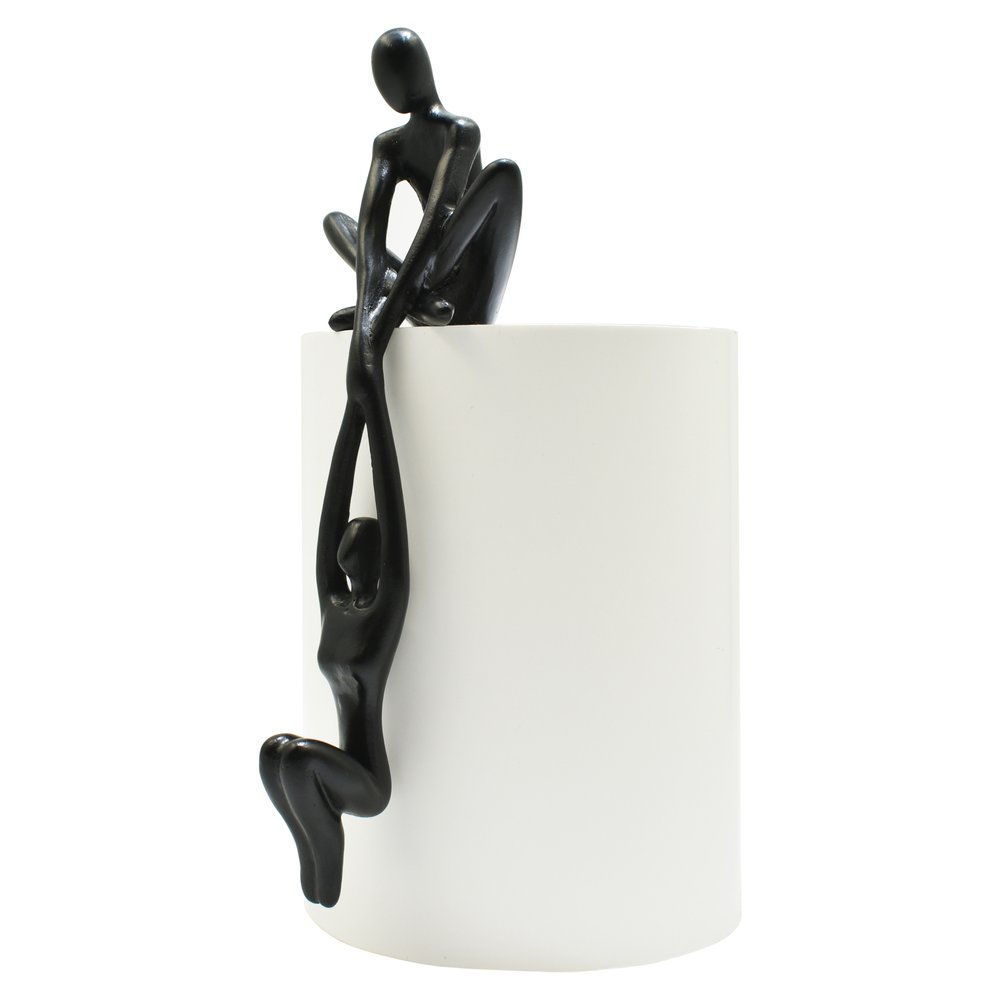 8" Black Resin People Tabletop Sculpture on a white background