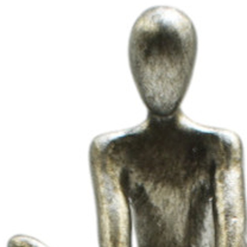 8" Pewter Resin People Tabletop Sculpture on a white background