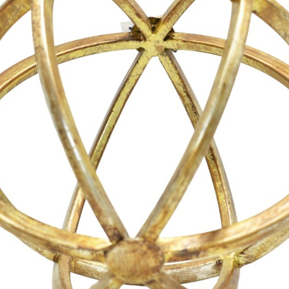 6" Antiqued Gold Metal Tabletop Sculpture. Sculpture isolated on a plain white background, in a gold metal finish.