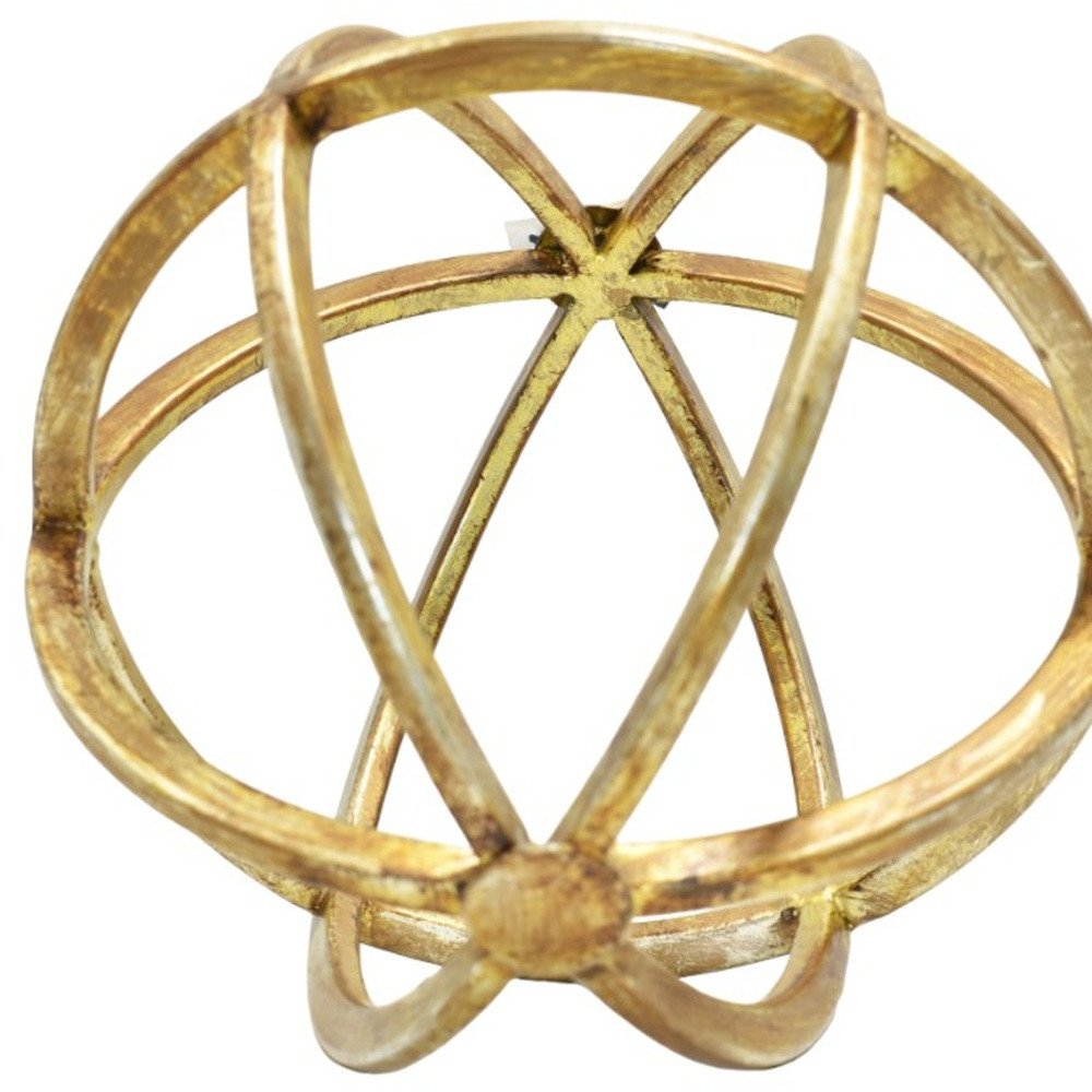 6" Antiqued Gold Metal Tabletop Sculpture. Sculpture isolated on a plain white background, showing a gold metal surface.