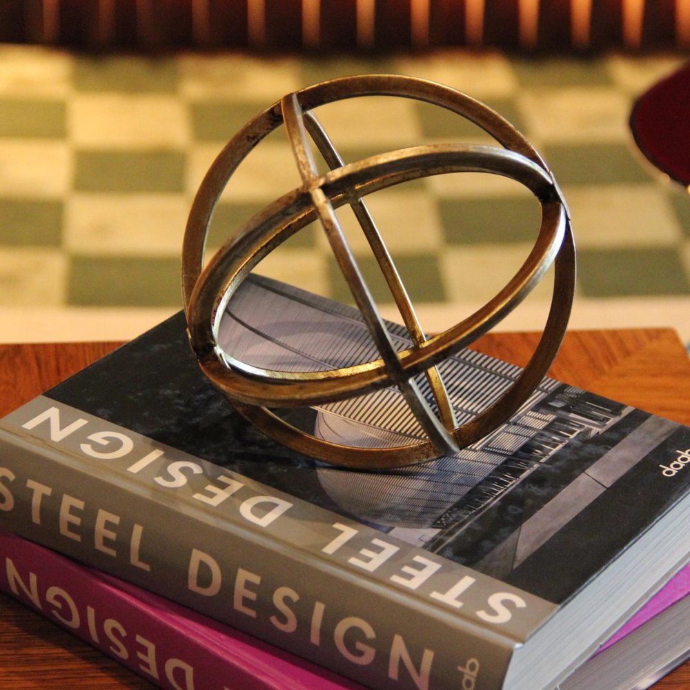 6" Antiqued Gold Metal Tabletop Sculpture