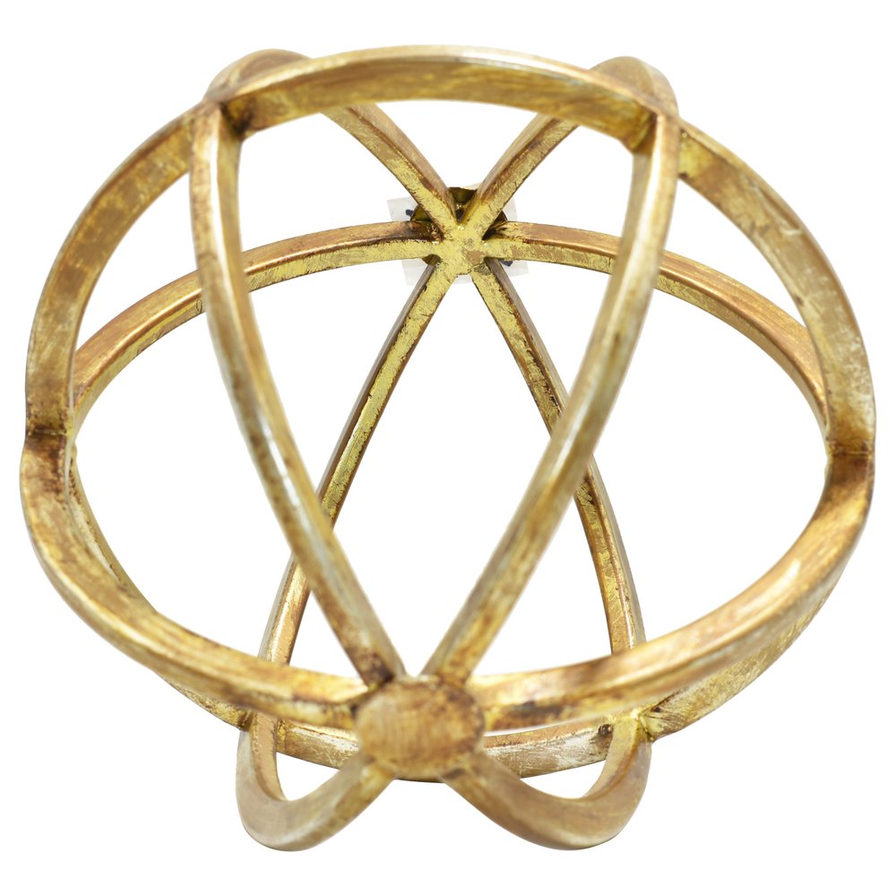 6" Antiqued Gold Metal Tabletop Sculpture. Sculpture isolated on a plain white background, in a gold metal finish.