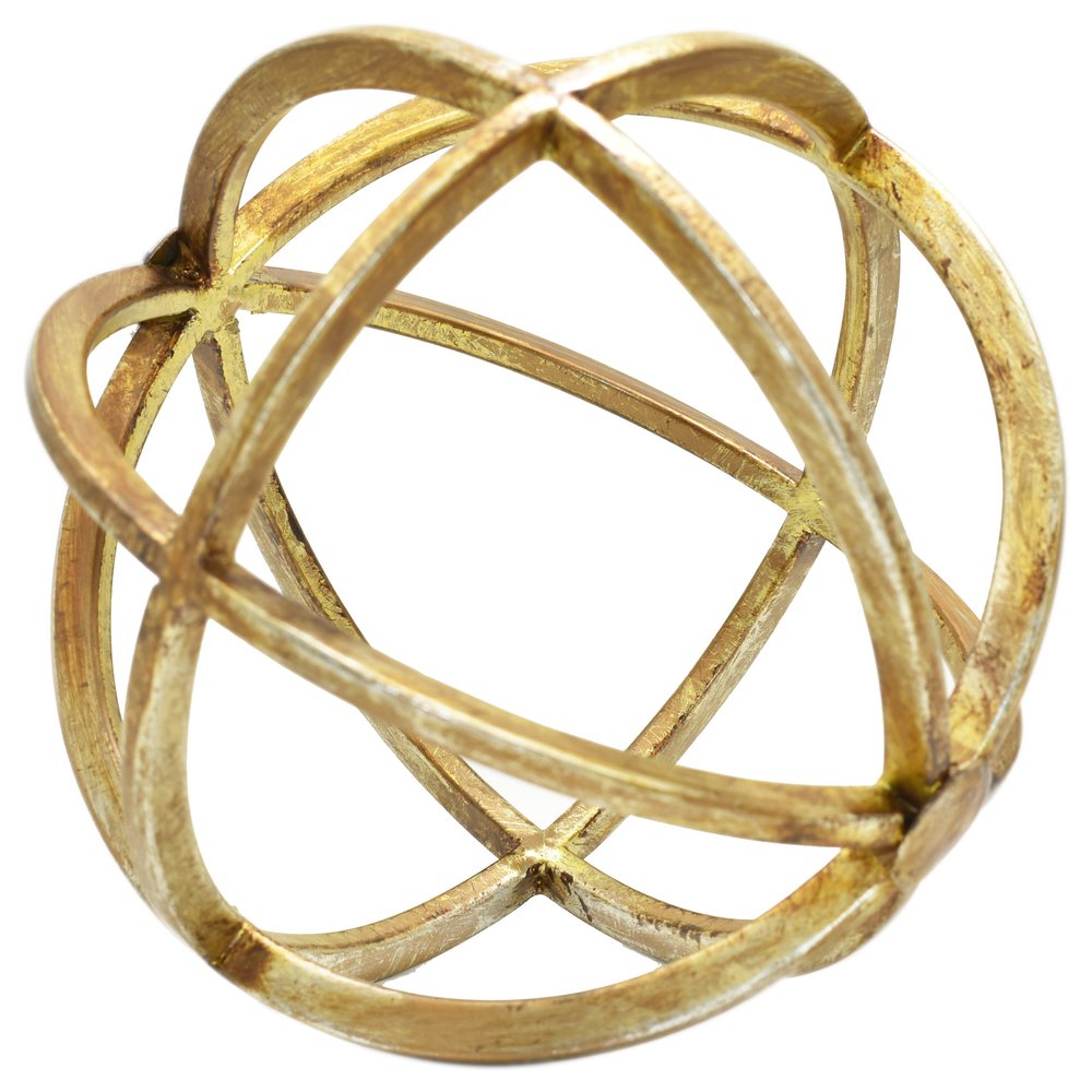 6" Antiqued Gold Metal Tabletop Sculpture. Sculpture isolated on a plain white background, finished in gold metal.