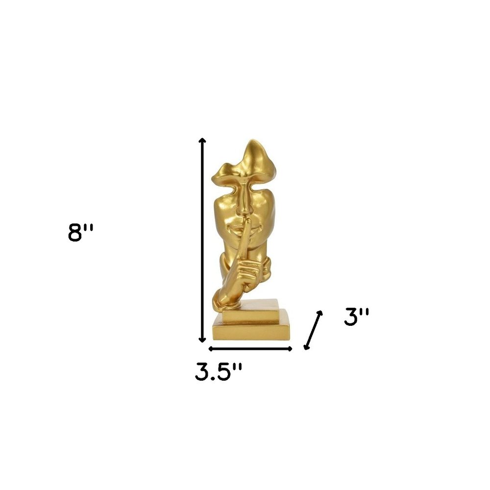 8" Gold Resin Tabletop Sculpture on a white background