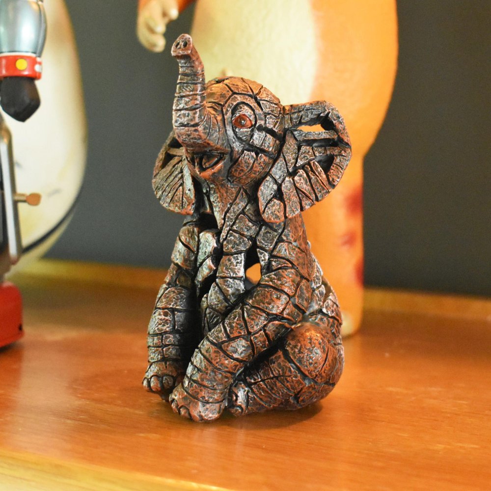 Set of Eight Brown White And Black Resin Panda, Bird, Bear, Monkey, Penguin, Elephant, Tiger, Owl Tabletop Sculpture