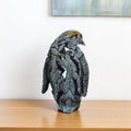 6" Black Blue And Orange Resin Penguin Tabletop Sculpture