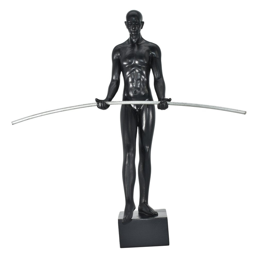 8" Black Resin Man Tabletop Sculpture