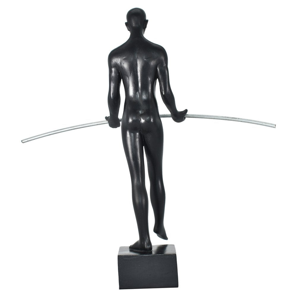 8" Black Resin Man Tabletop Sculpture