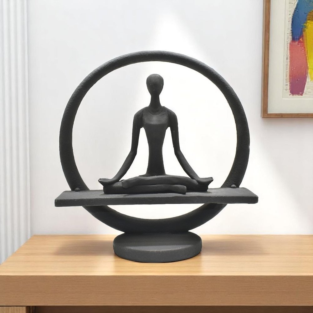 8" Black Resin Tabletop Sculpture