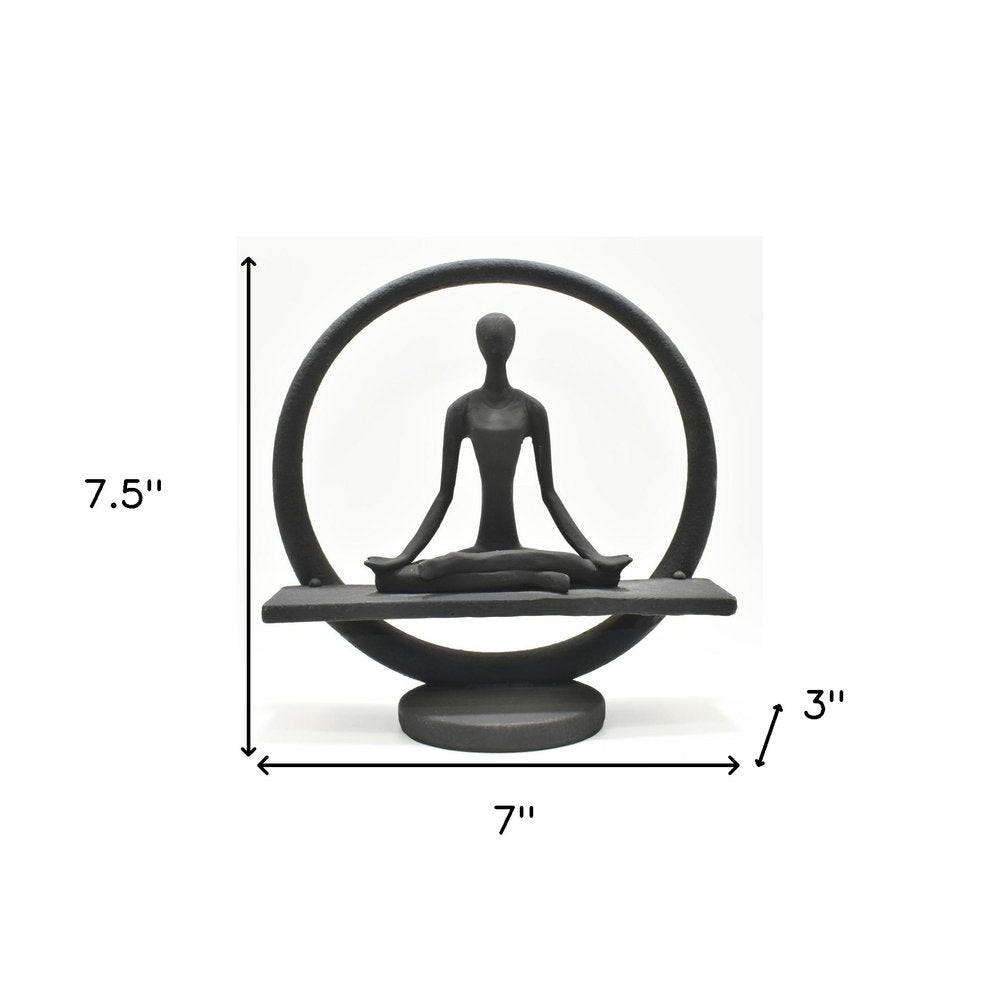 8" Black Resin Tabletop Sculpture on a white background