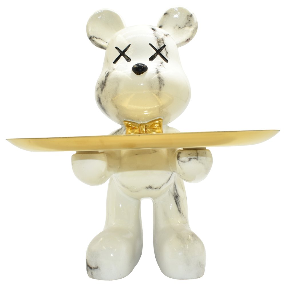 8" Off White And Gold Resin Tabletop Sculpture