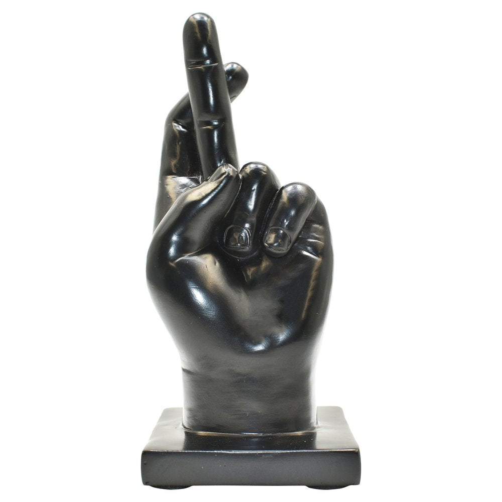 6" Black Resin Hand Tabletop Sculpture