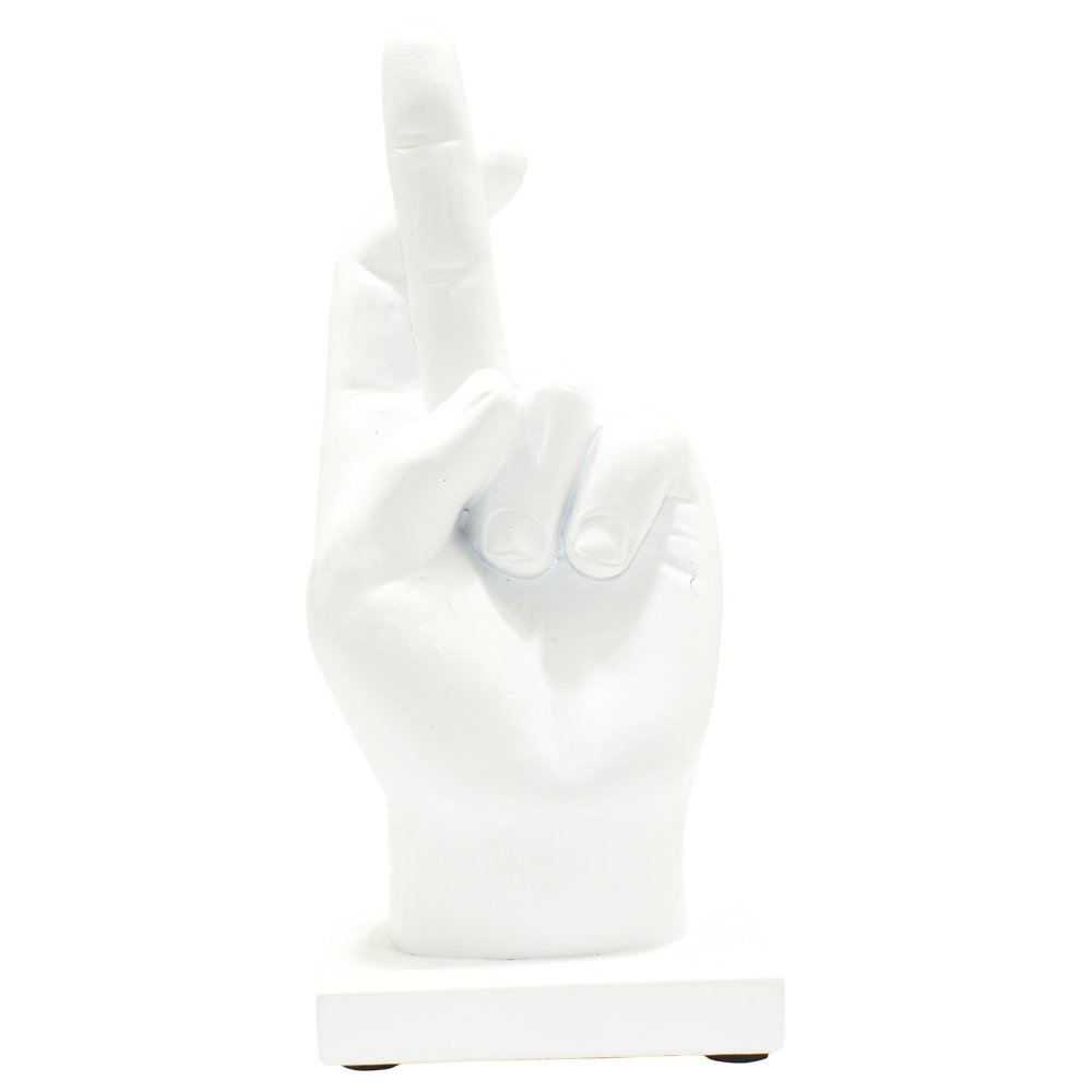 6" White Resin Hand Tabletop Sculpture