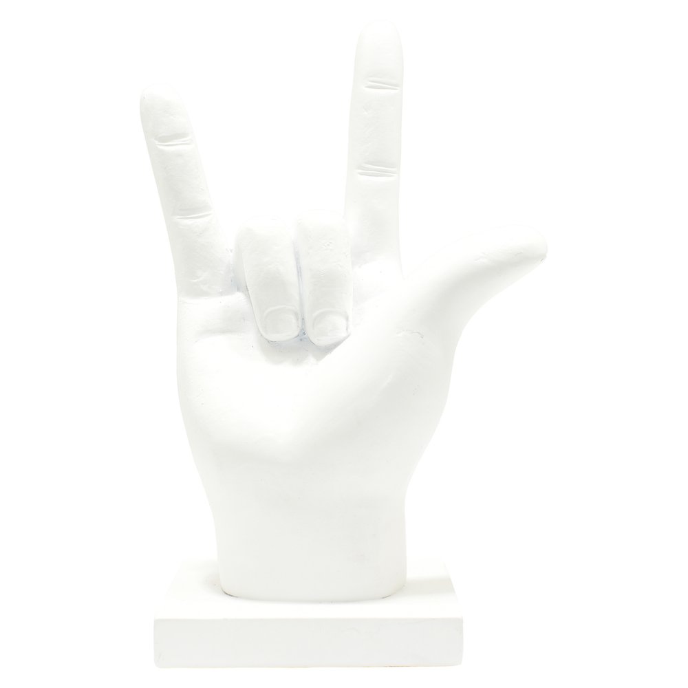 6" White Resin Hand Tabletop Sculpture