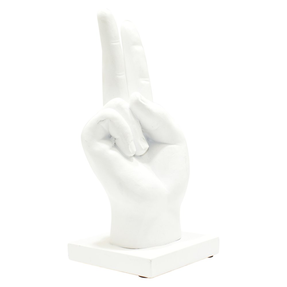 6" White Resin Hand Tabletop Sculpture