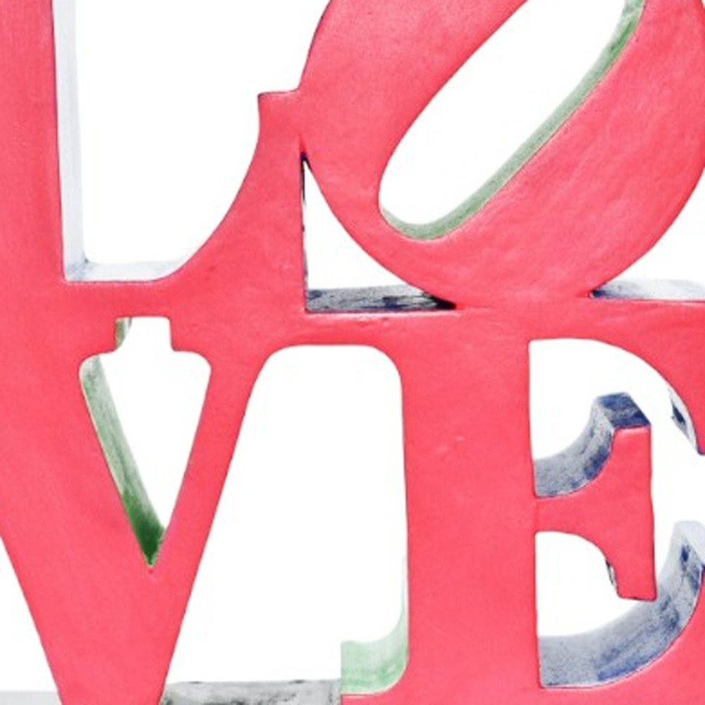 4" Red Blue Green And Black Resin Love Tabletop Sculpture