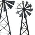 Set of Two Pewter Metal Windmill Tabletop Sculpture on a white background