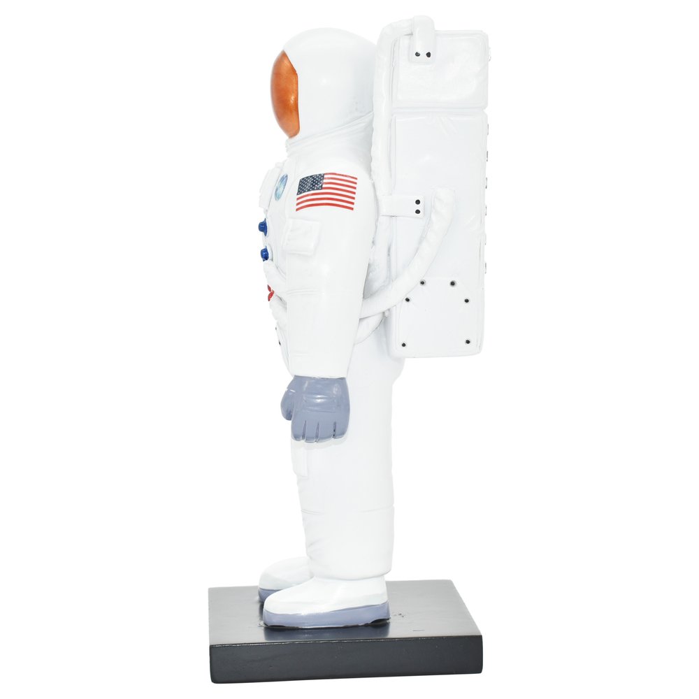 6" White Resin USA Astronaut Tabletop Sculpture. Sculpture isolated on a plain white background, finished in white resin.