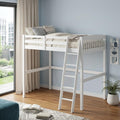 White Slat Solid Wood Full Double Loft Bed