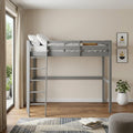 Gray Slat Solid Wood Full Double Loft Bed