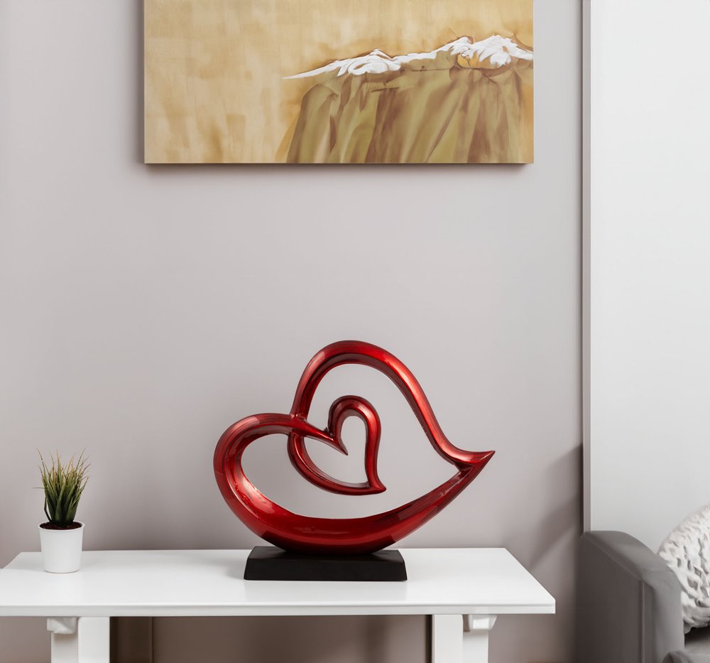 12" Red and Black Aluminum Tabletop Sculpture.