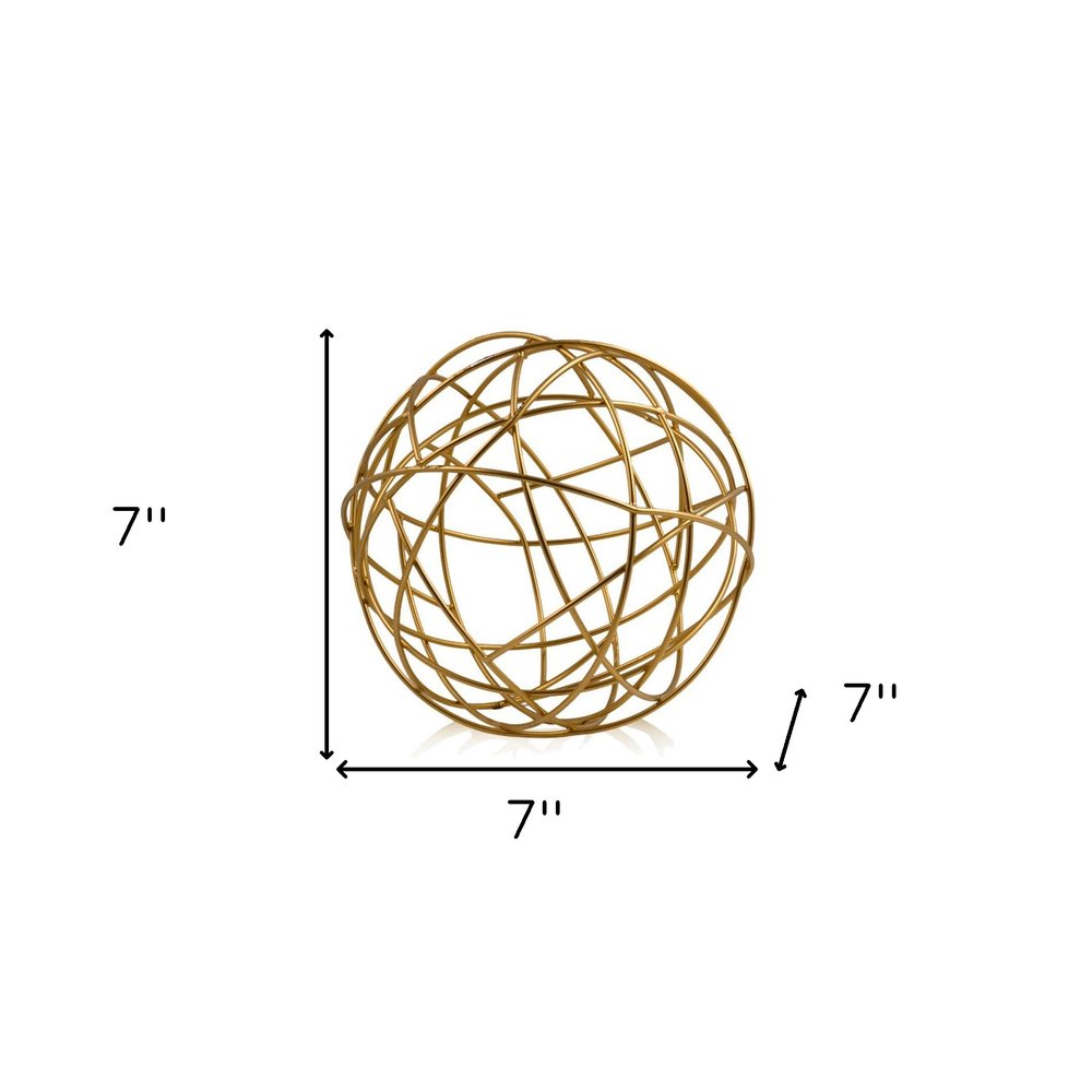 7" Gold Aluminum Decorative Orb Tabletop Sculpture