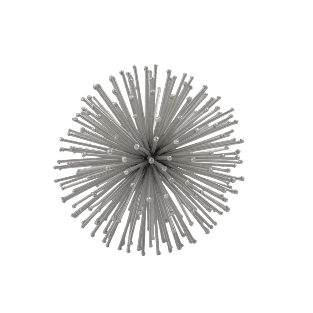 6" Silver Iron Decorative Urchin Spiky Sphere Tabletop Sculpture