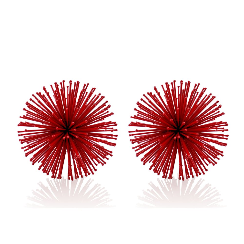 6" Red Metal Spiky Sphere